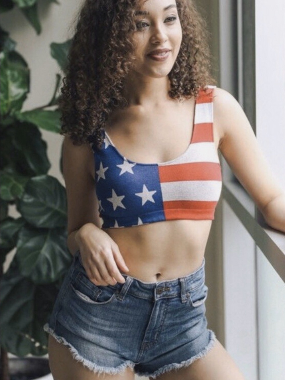Stars & Stripes American Flag Bralette, Size Large